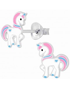 Mon-bijou - H10009268 - Boucle d'oreille poney rose en argent 925/1000