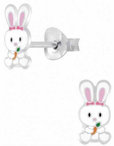 Boucle d'oreille petit lapin rose en argent 925