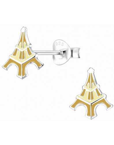 Boucle d'oreille tour Eiffel doré en argent 925