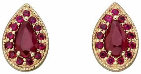 Mon-bijou - D2379 - Boucle d'oreille rubis sur or 375/1000