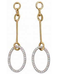 Mon-bijou - D2380 - Boucle d'oreille diament sur or blanc et jaune 375/1000