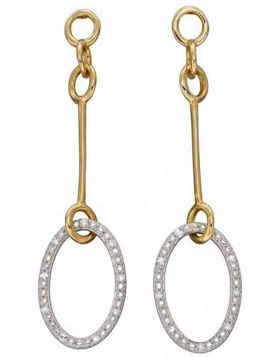 Boucle d'oreille diamant en or blanc et jaune 375