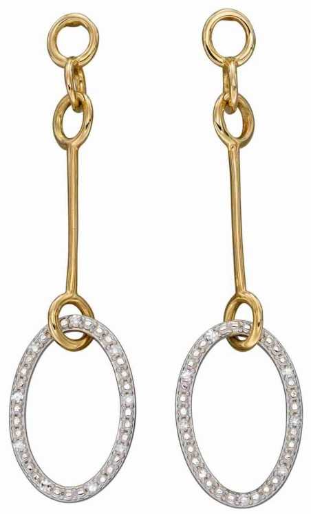 Mon-bijou - D2380 - Boucle d'oreille diament sur or blanc et jaune 375/1000