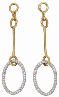 Boucle d'oreille diamant en or blanc et jaune 375