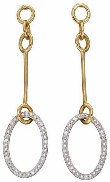 Boucle d'oreille diamant en or blanc et jaune 375