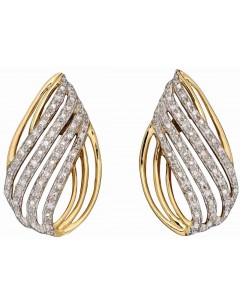 Mon-bijou - D2381 - Boucle d'oreille diament en or blanc et jaune 375/1000