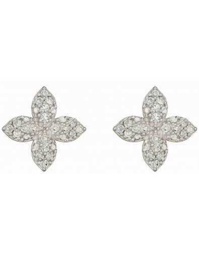 Boucle d'oreille fleur de diamant en or blanc 375