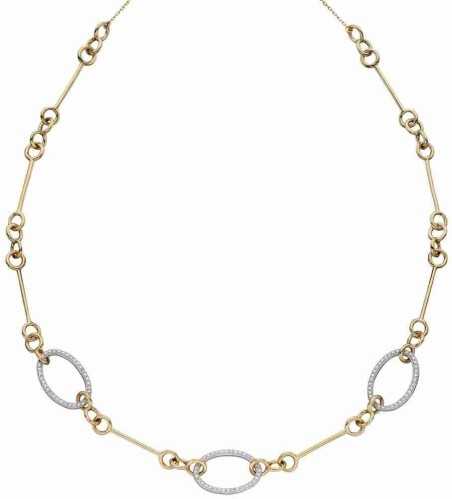 Mon-bijou - D355 - Collier diament en or blanc et jaune 375/1000