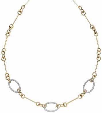 Collier diamant en or blanc et jaune 375