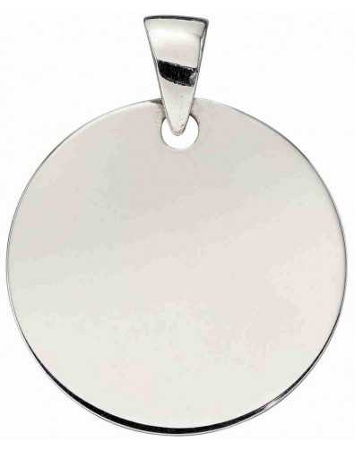 Collier médaille gravure offert en or blanc 375