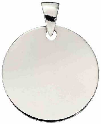 Collier médaille gravure offert en or blanc 375