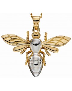 Mon-bijou - D2270c - Collier abeille en or blanc et jaune 375/1000