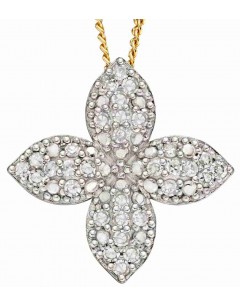 Mon-bijou - D2283c - Collier fleur diament sur or 375/1000