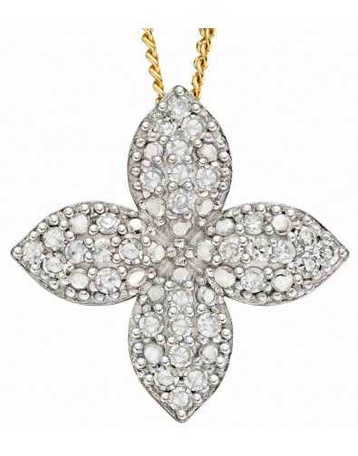 Collier fleur diamant en or 375