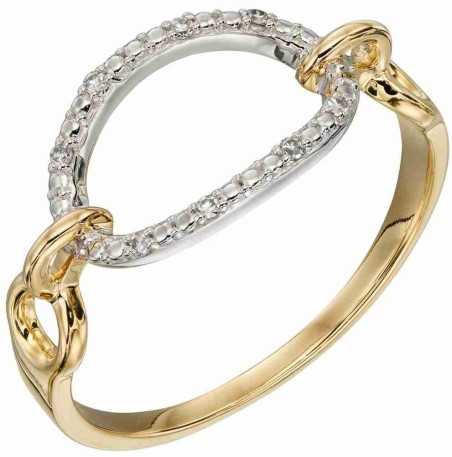 Mon-bijou - D584 - Bague diament sur or blanc et jaune 375/1000