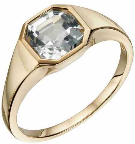 Mon-bijou - D590 - Bague topaze blanc sur or 375/1000