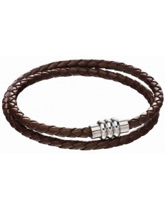 Mon-bijou - D5132 - Bracelet cuir marron en acier inoxydable