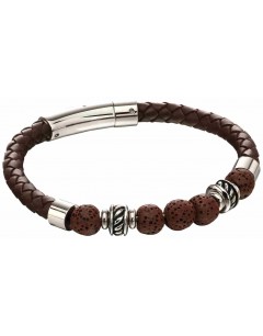 Mon-bijou - D5141 - Bracelet cuir marron en acier inoxydable