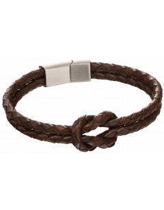 Mon-bijou - D5152 - Bracelet cuir marron en acier inoxydable