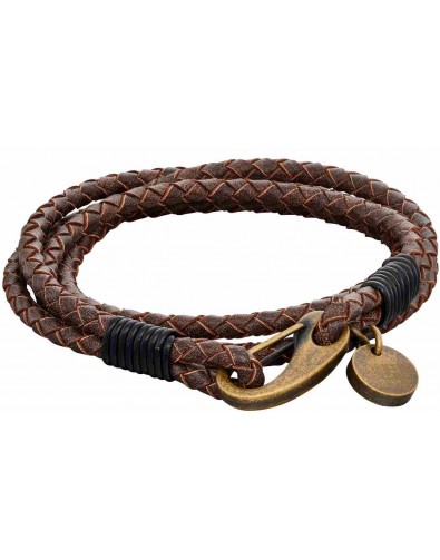 Mon-bijou - D5273 - Bracelet cuir en acier inoxydable