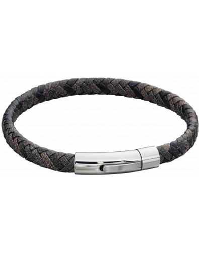 Mon-bijou - D5276 - Bracelet cuir en acier inoxydable