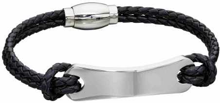 Mon-bijou - D5277 - Bracelet cuir en acier inoxydable