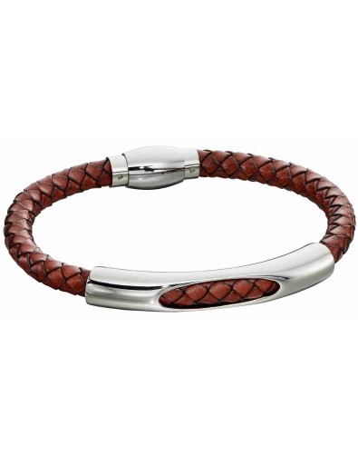 Mon-bijou - D5280 - Bracelet cuir en acier inoxydable