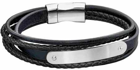 Mon-bijou - D5282 - Bracelet cuir en acier inoxydable