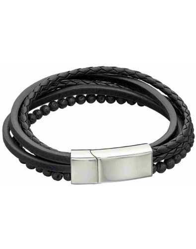 Mon-bijou - D5318 - Bracelet cuir en acier inoxydable