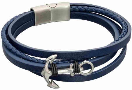 Mon-bijou - D5319 - Bracelet cuir en acier inoxydable