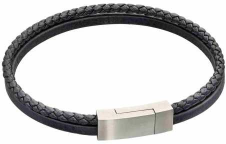 Mon-bijou - D5321 - Bracelet cuir en acier inoxydable