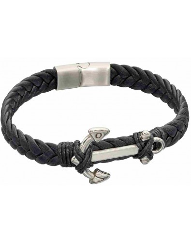 Mon-bijou - D5323 - Bracelet cuir en acier inoxydable