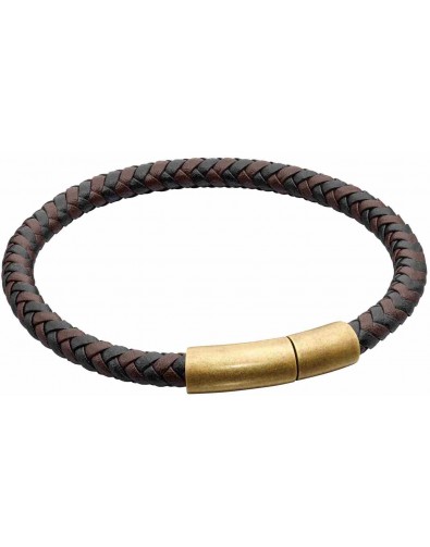 Mon-bijou - D5326 - Bracelet cuir en acier inoxydable