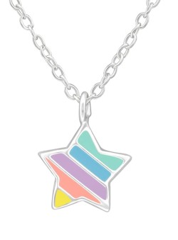 Collier étoile arc en ciel en argent