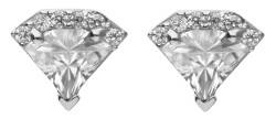 Mon-bijou - D6057 - Boucle d'oreille forme diamant en argent 925/1000