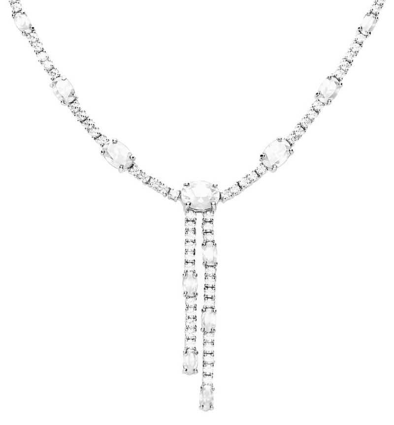 Collier de soirée zirconium ovales et rondes en argent 925