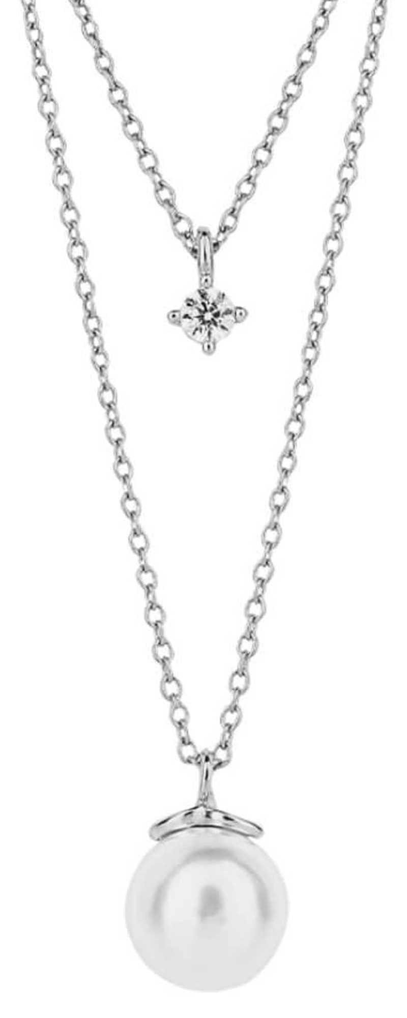 Collier perle et zirconium en argent 925