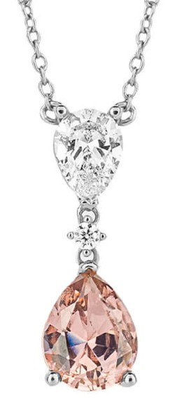 Collier zirconium couleur rose morganite et transparentes en argent 925