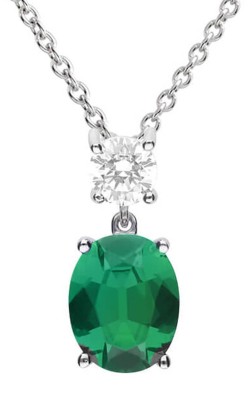 Collier zirconium couleur vert émeraude et transparentes en argent