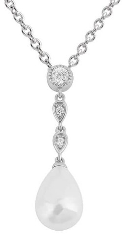 Mon-bijou - D5114c - Collier perle et zirconium en argent 925/1000