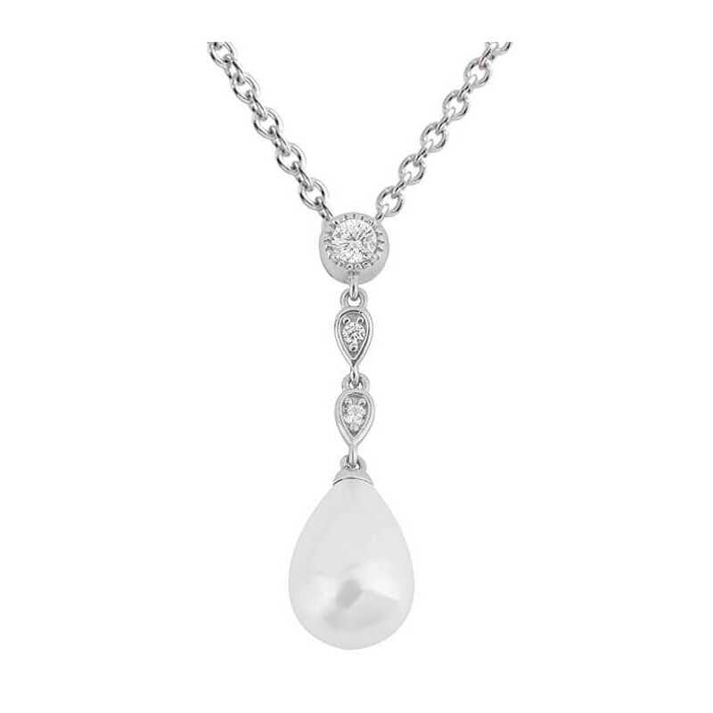 Collier perle et zirconium en argent 925