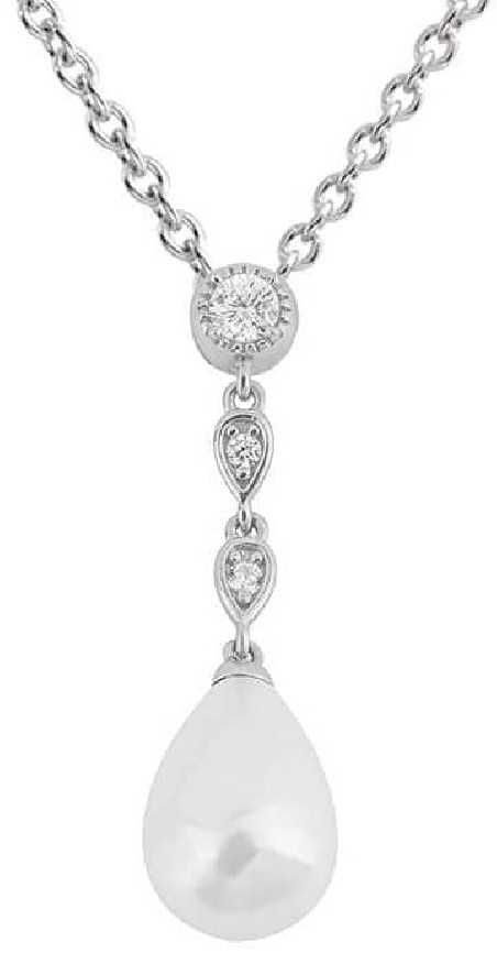 Collier perle et zirconium en argent 925