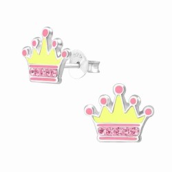 Boucle d'oreille couronne de princesse en argent