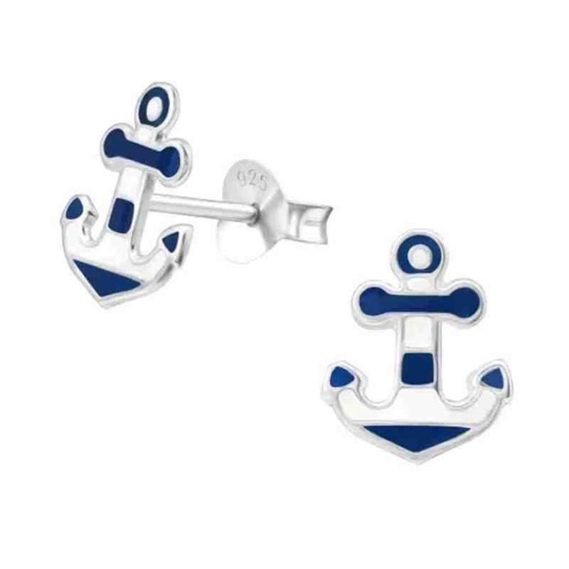 Boucle d'oreille ancre marine en argent 925