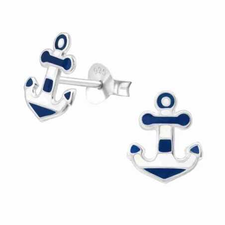 Boucle d'oreille ancre marine en argent