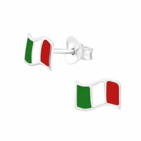 Boucle d'oreille drapeau d'Italie en argent