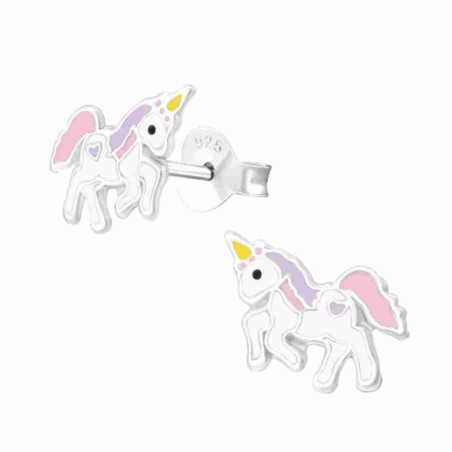 Boucle d'oreille licorne en argent