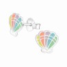 Boucle d'oreille coquillage au couleur de l'arc en ciel en argent 925