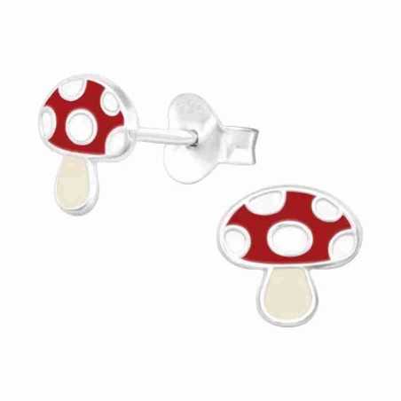 Boucle d'oreille champignon en argent 925