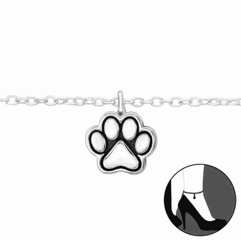 Chaine cheville pate de chat en argent 925